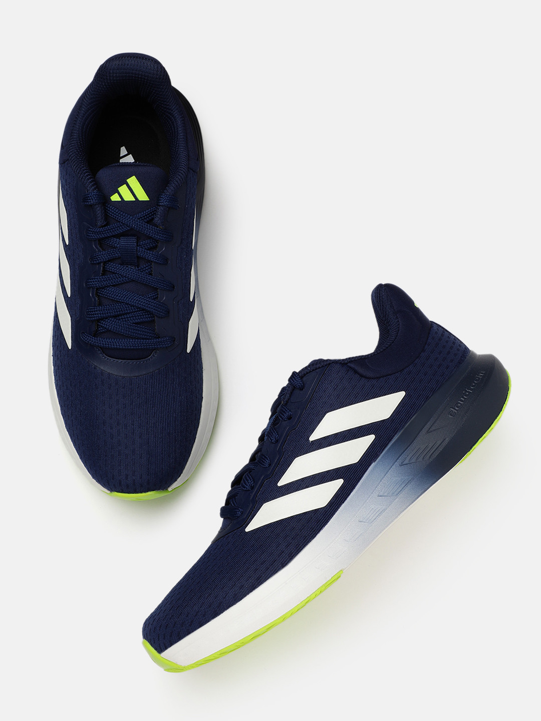 ADIDAS Men Woven Design Round-Toe Aero Vortex Glide Running Shoes with Striped Detail