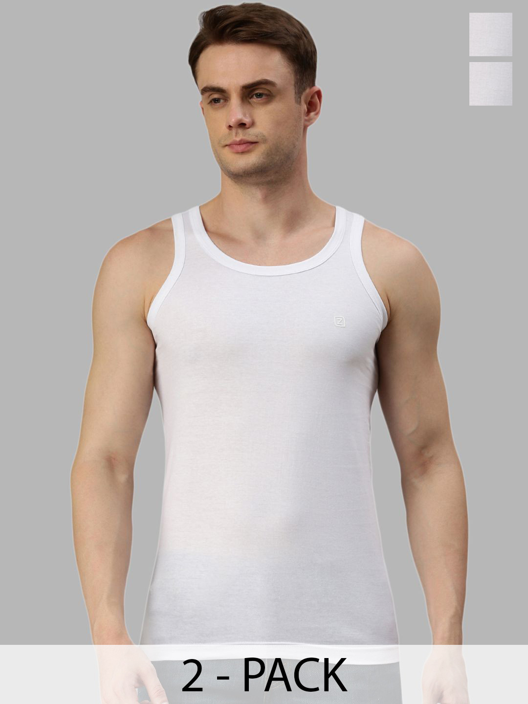 Zoiro Pack Of 2 Men Pure Cotton Sleeveless Scoop Neck Undershirt Innerwear Vests