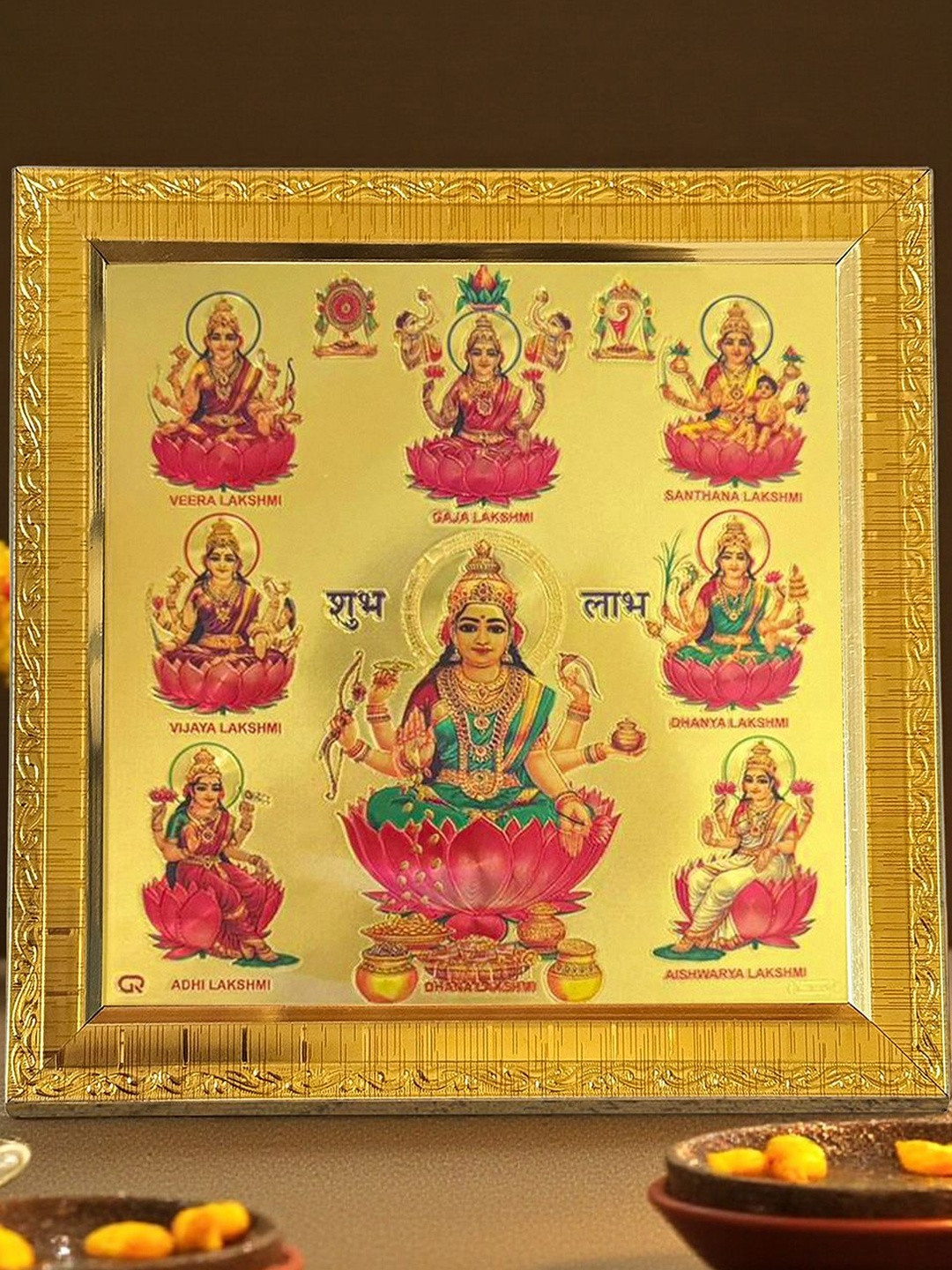Art Street Gold-Toned & Pink Ashta Lakshmi Table & Wall Art
