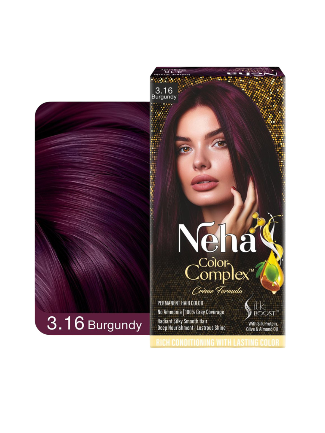 Neha Herbal Color Complex Hair Colour - 132 ml - Burgundy 3.16