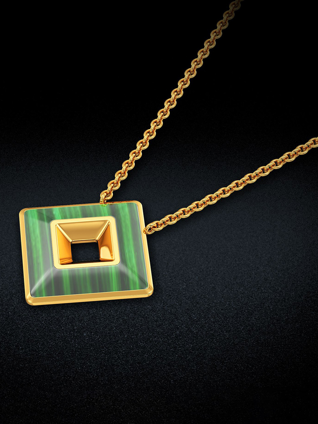 Joyalukkas Greenish Square Glitz 18Kt Gold Necklace - 4.13 g
