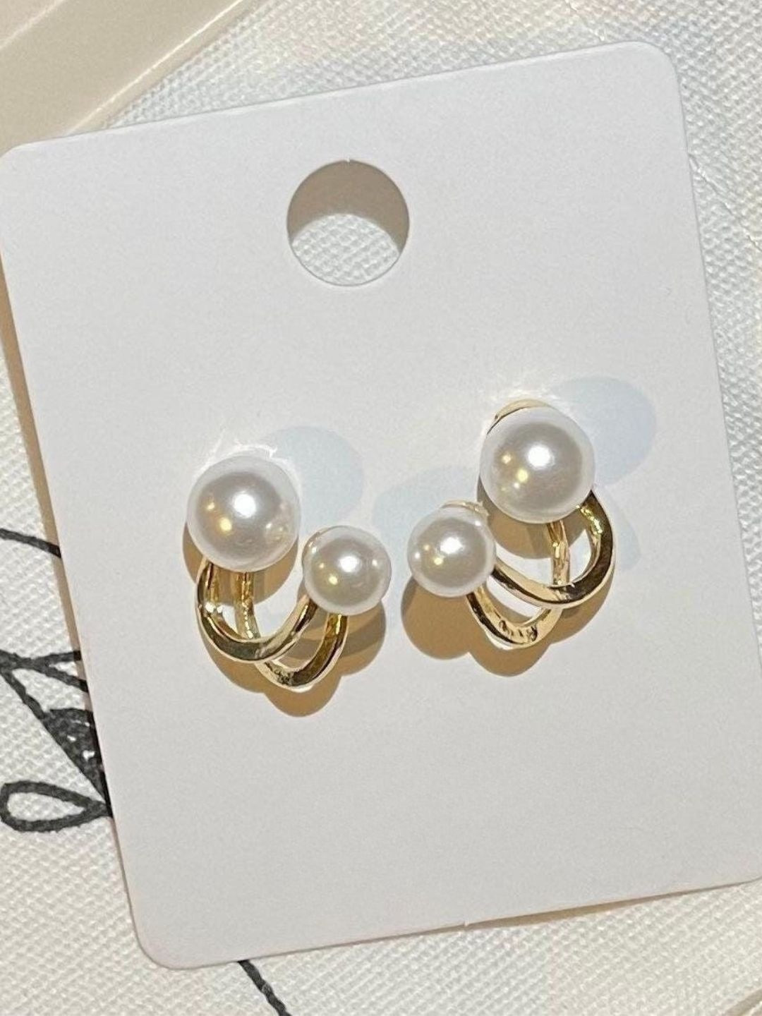 RaasRani Gold Pearl Hugging Stud Earrings