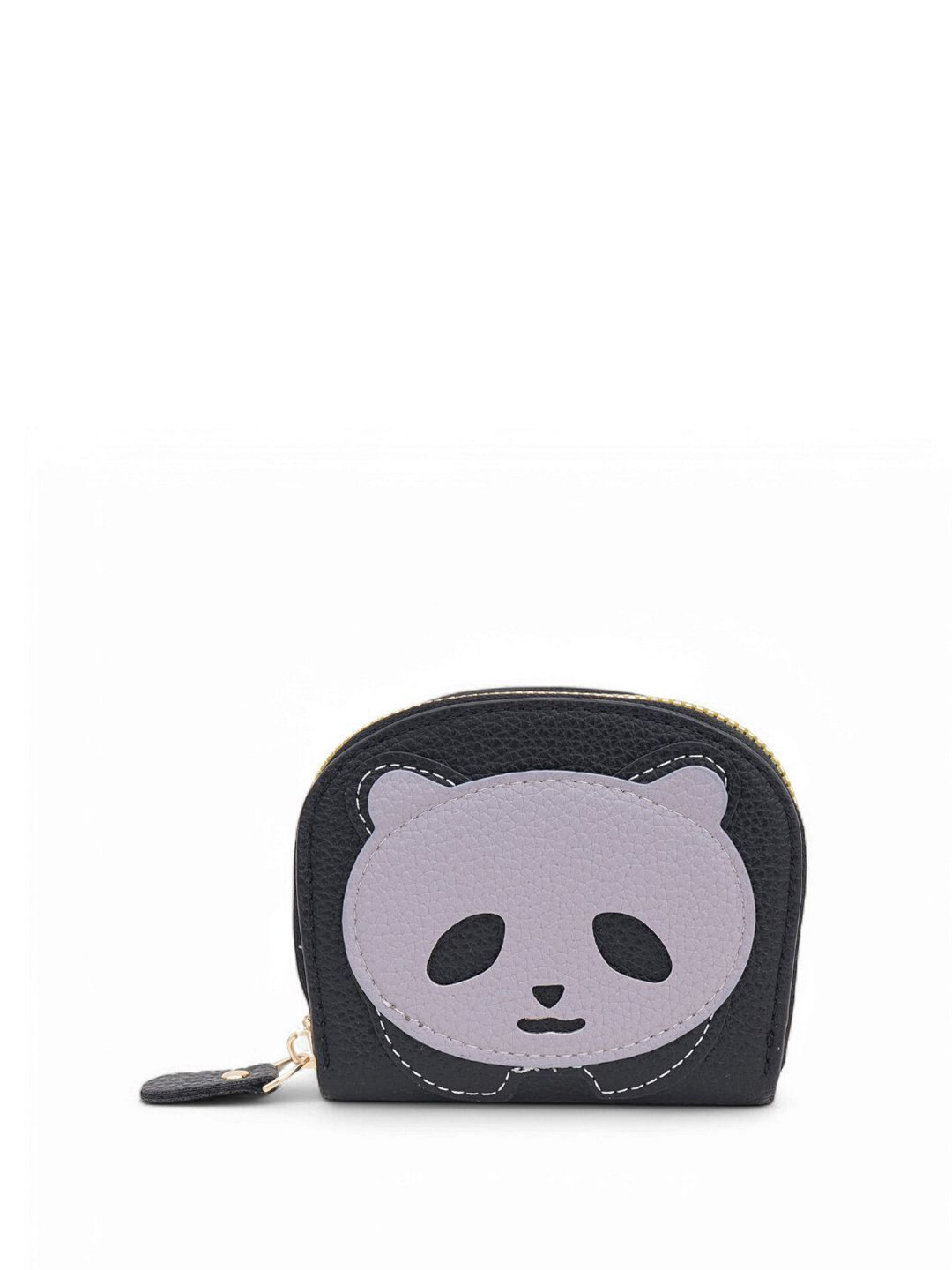 CLARABAE Men Leather Textured Panda Face Coin Pouch Two Fold Wallet