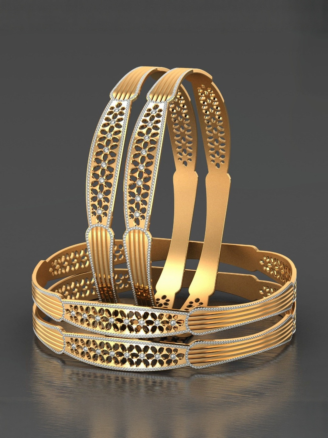 Anouk Se of 4 Brass 24 Carat Gold-Plated Bangles