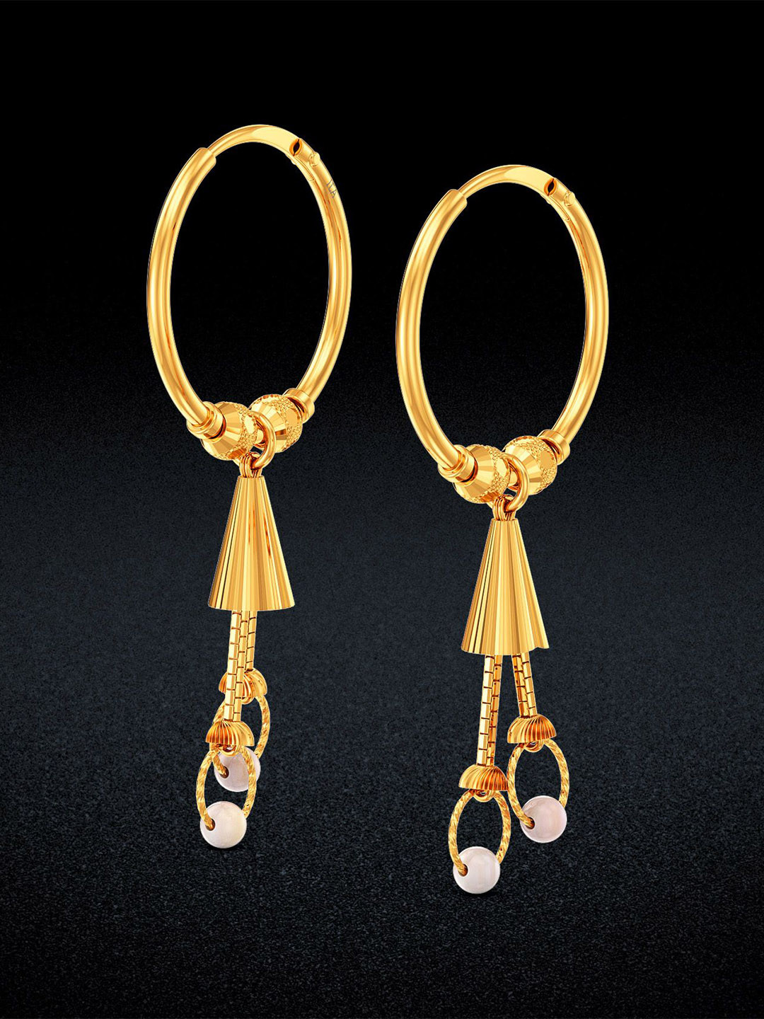 Joyalukkas 22Kt Gold Lever Back Hoop Earrings Gold- 3.97 g
