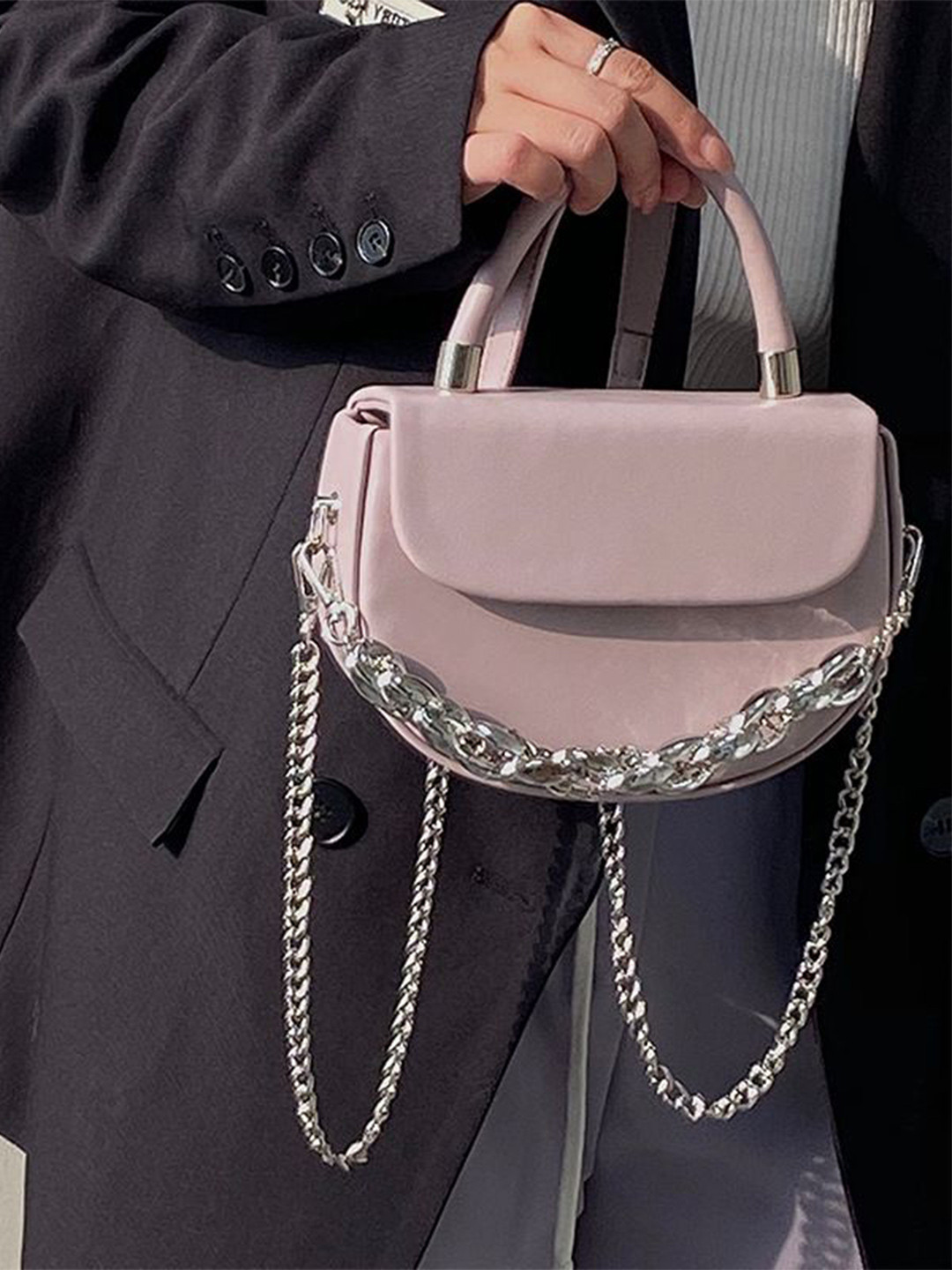 CORSICA Women Chain Detail PU Handheld Bag