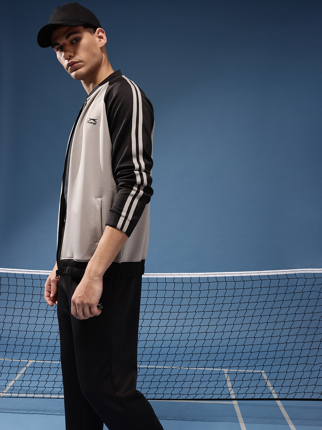 Slazenger Colourblocked Mock Collar Sports  Jacket and Track Pants