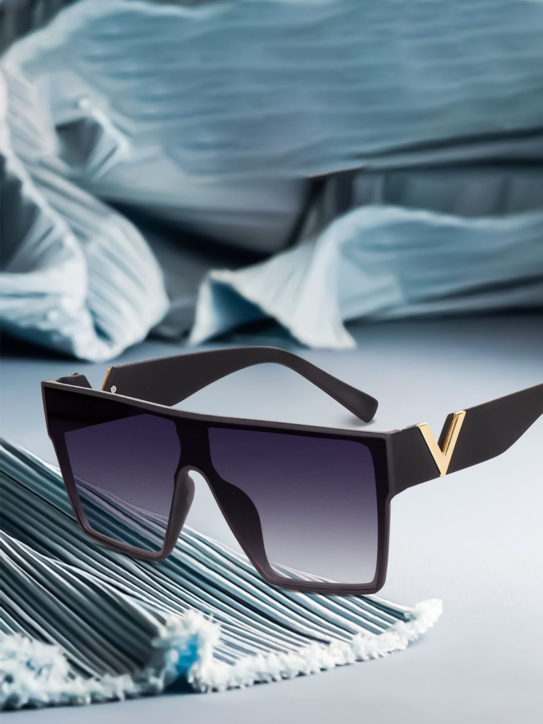 EYMEN I Men Polarised and UV Protected Lens Square Sunglasses eym_IV CUT @BLACK-Black