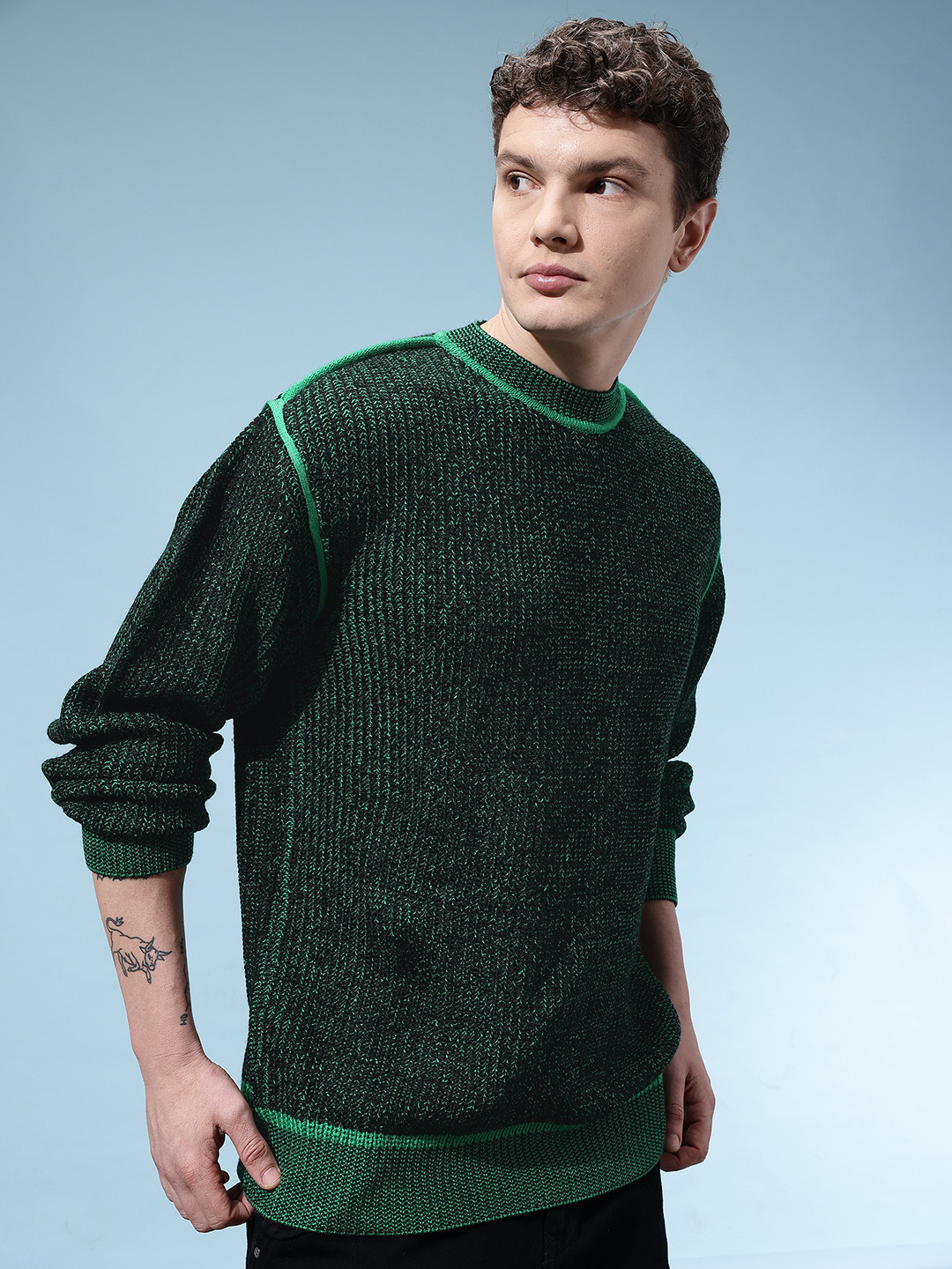 glitchez Upfront Stitch Grindle Effect Relaxed Pullover