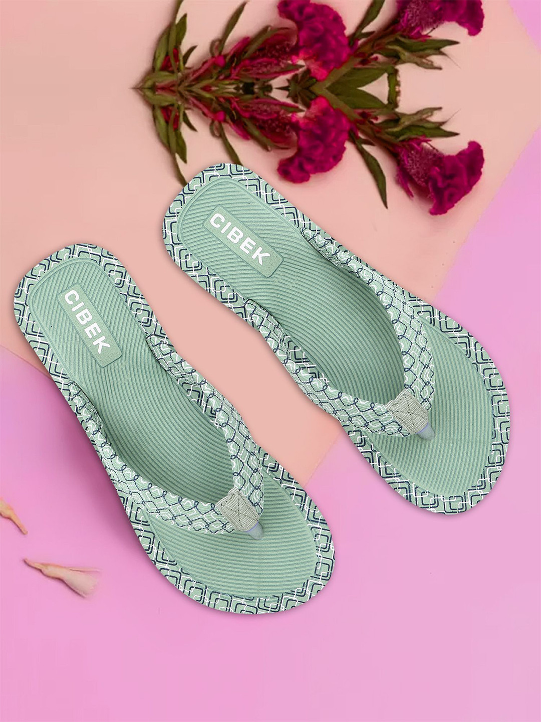 CIBEK Women Printed Thong Flip-Flops