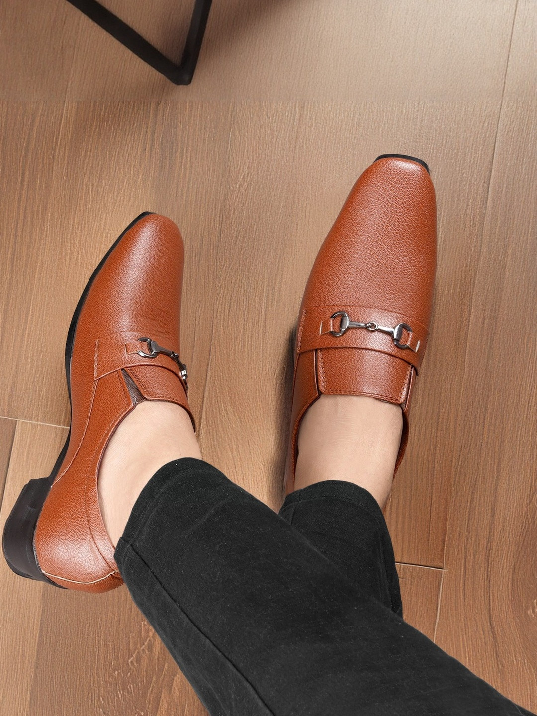 Bxxy Men Height Increasing Block Heel Formal Mocassin Slip-On Shoes