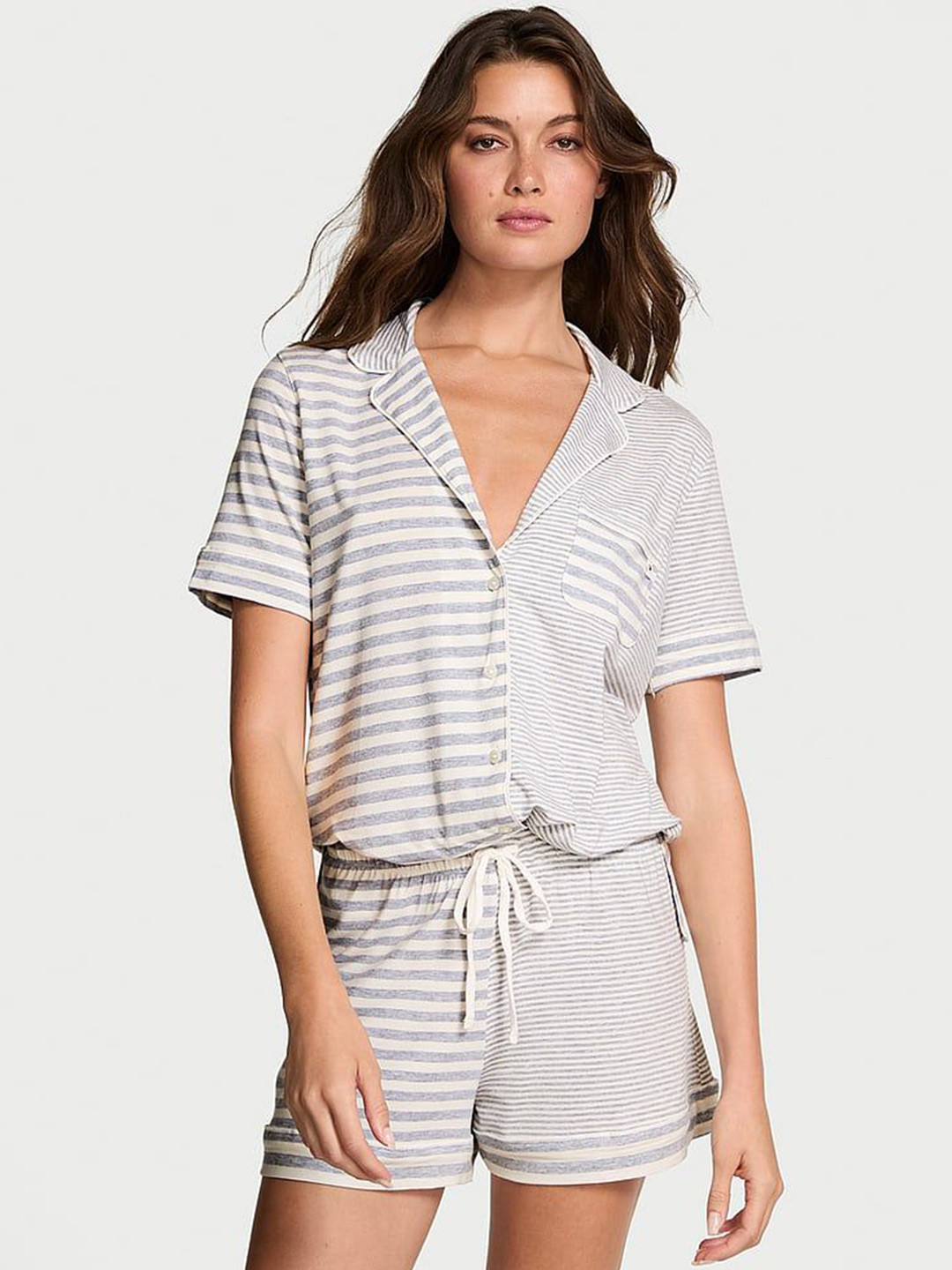 Victoria's Secret Women Striped Short Pajama Night suit