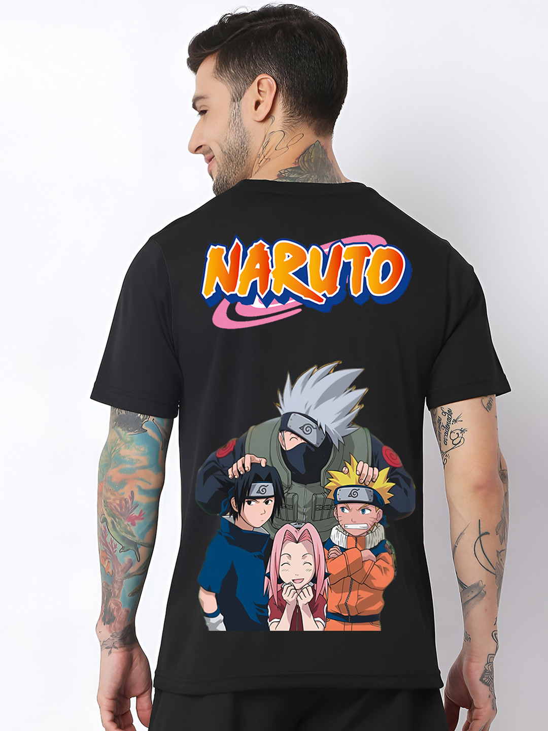 UNIQSOME Men Naruto Graphic Printed Round Neck Cotton T-shirt