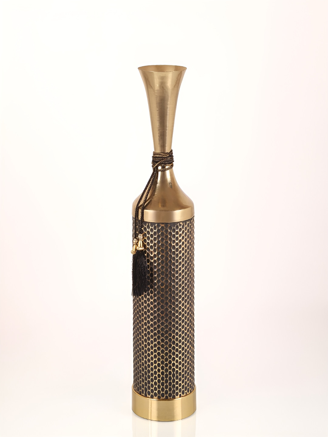 HEAVEN HOME'S BY V DECORE Black And Gold-Toned Textured Enameled Finish Vase