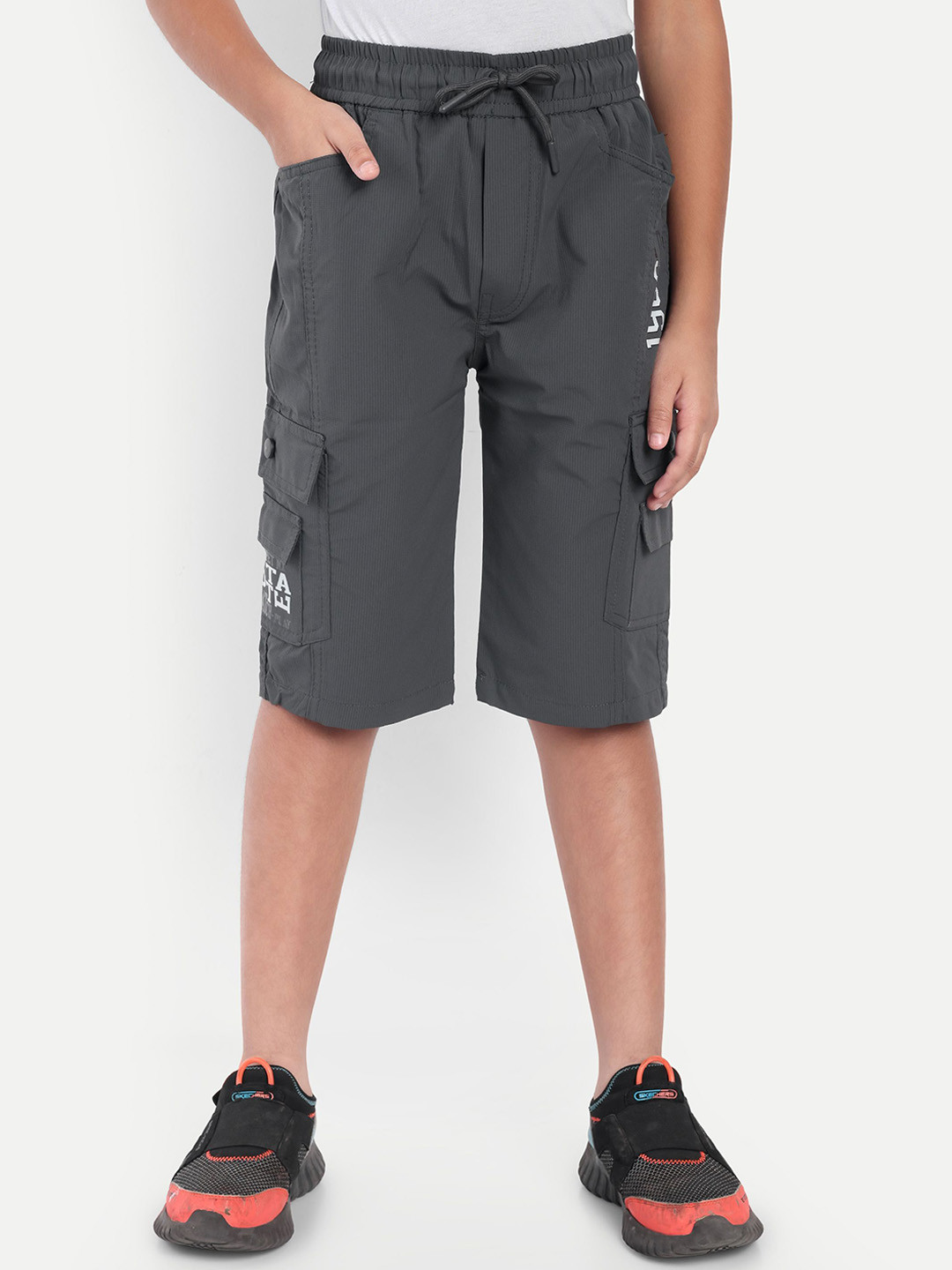 PUPPET-NX Boys Cotton Mid-Rise Knee Length Cargo Shorts