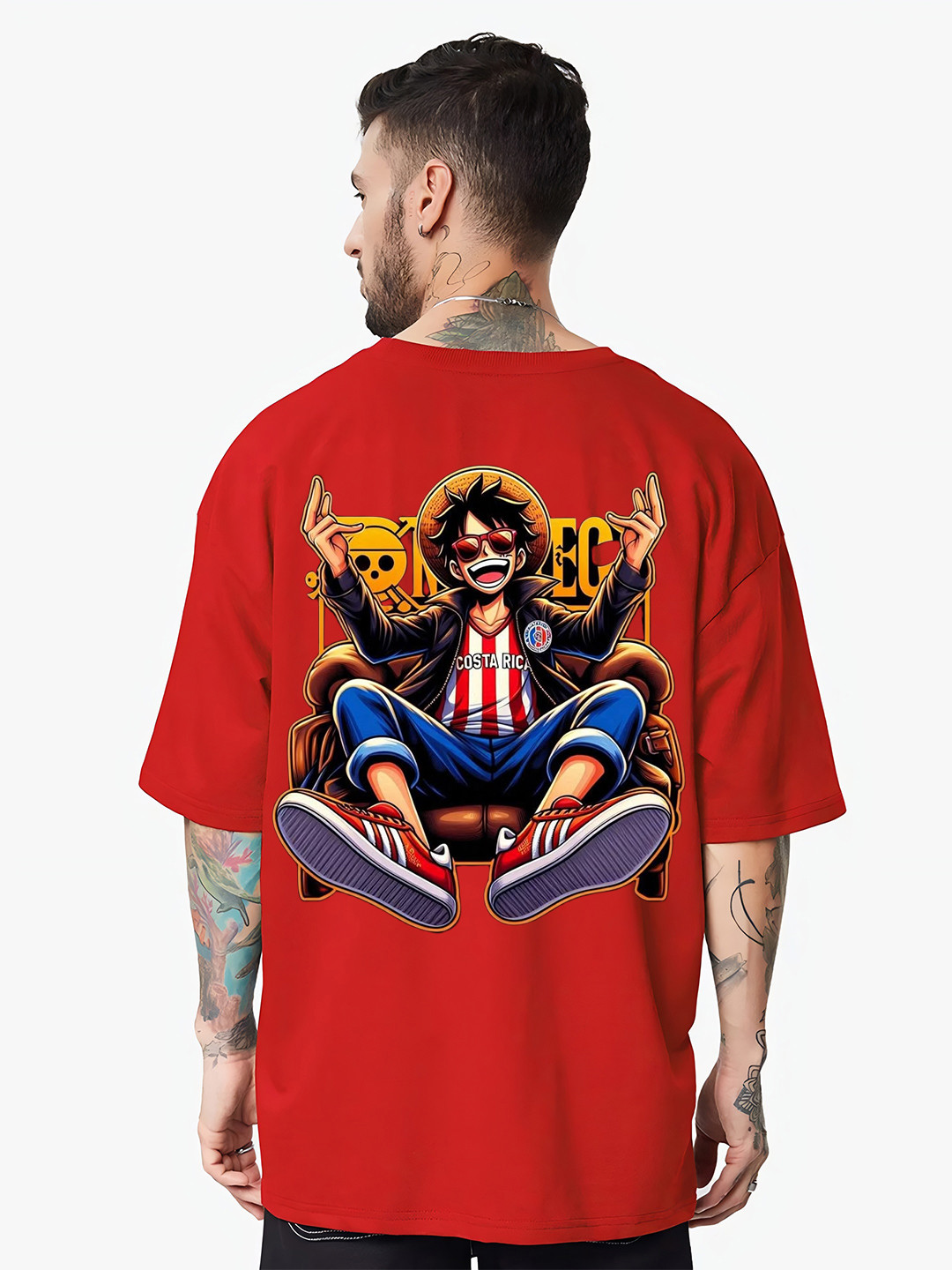 UNIQSOME Men One piece Graphic Printed Round Neck Cotton Oversized T-shirt