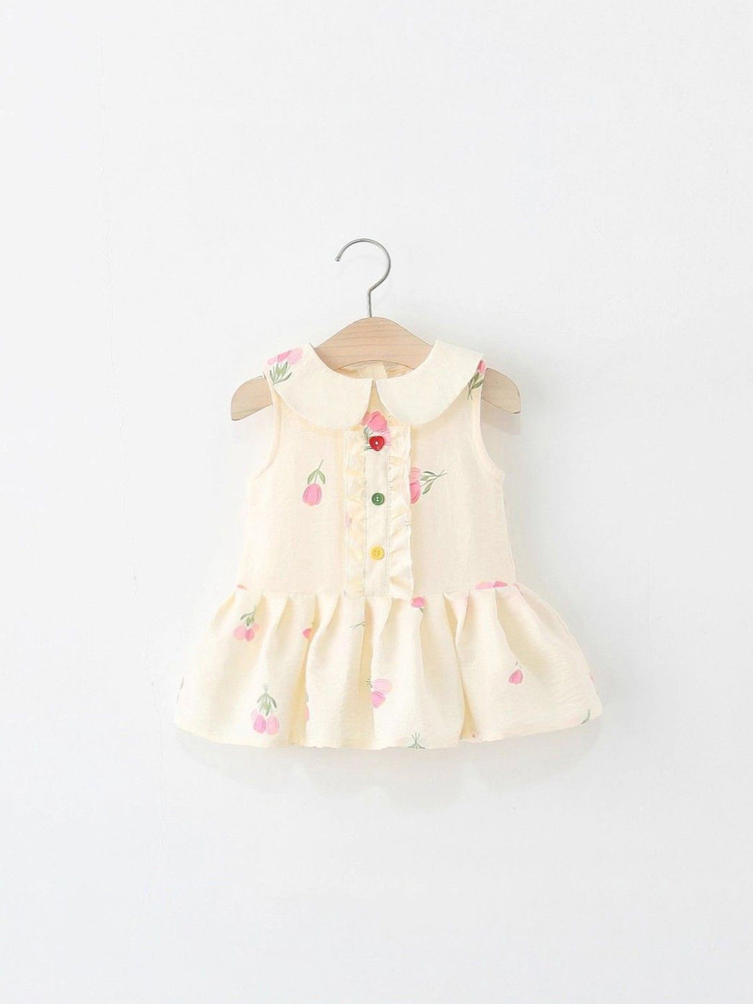 YK Floral Print Club Collar A-Lline Dress