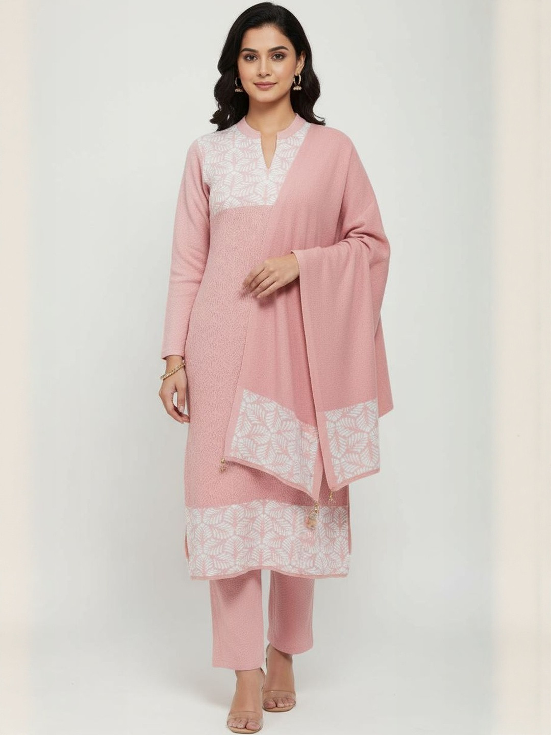 Wool's Kart Women Regular Pure Wool Kurta & Trousers With Dupatta