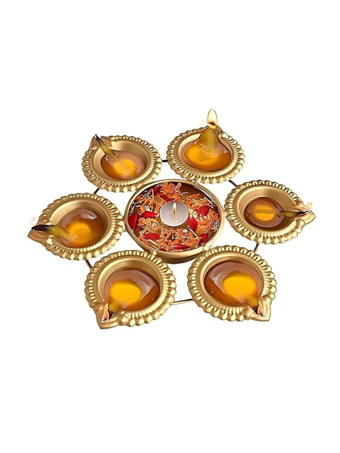 Garden Deco Gold 6 Pieces Flower Urli Decorative Bowls