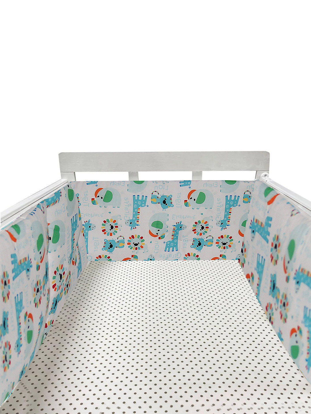 OSCAR HOME Blue & Green Cartoon Printed Cotton Crib Bed Bumper Bedding Set