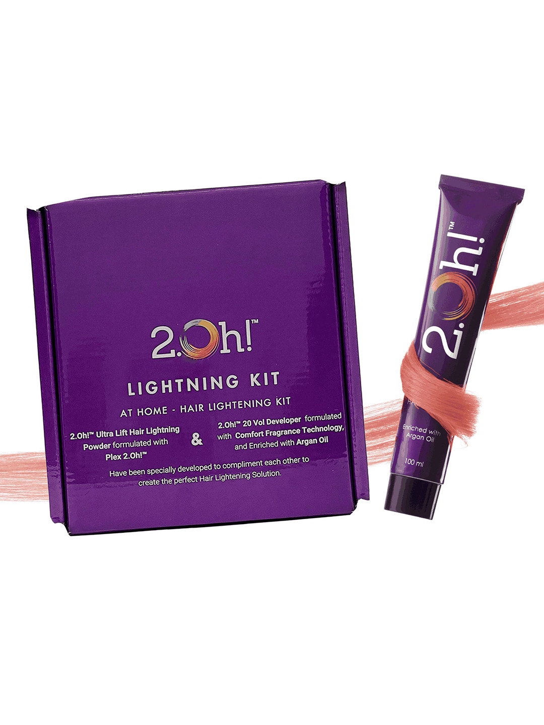 2.Oh! Hair Bleach Kit + Semi Permanent Hair Color Enriched With Argan Oil-100ml-Peach