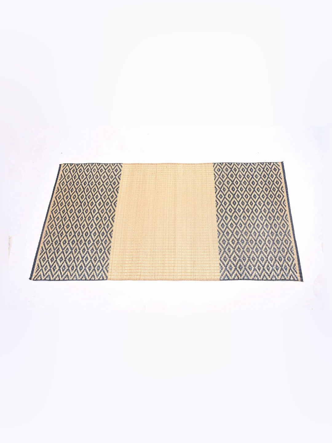 FERRA INDICA Beige & Blue Natural Stripes Madurkathi Floor Mat