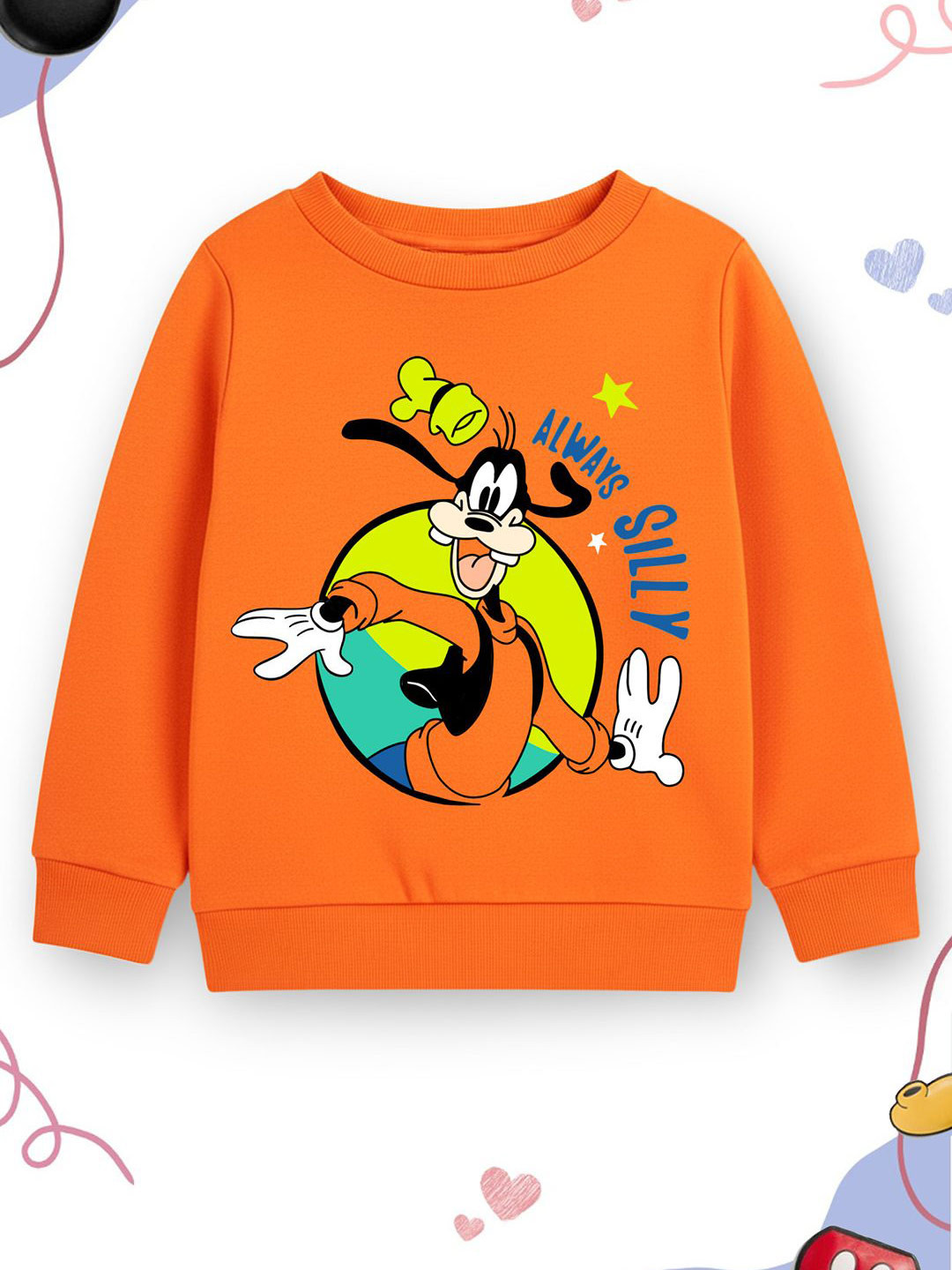 Disney By Miss and Chief Kids Goofy Printed Round Neck Fleece Pullover Sweatshirt