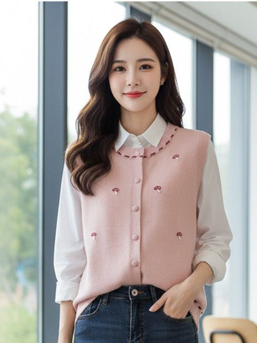 HERE&NOW Women Embroidered Cardigan Vest