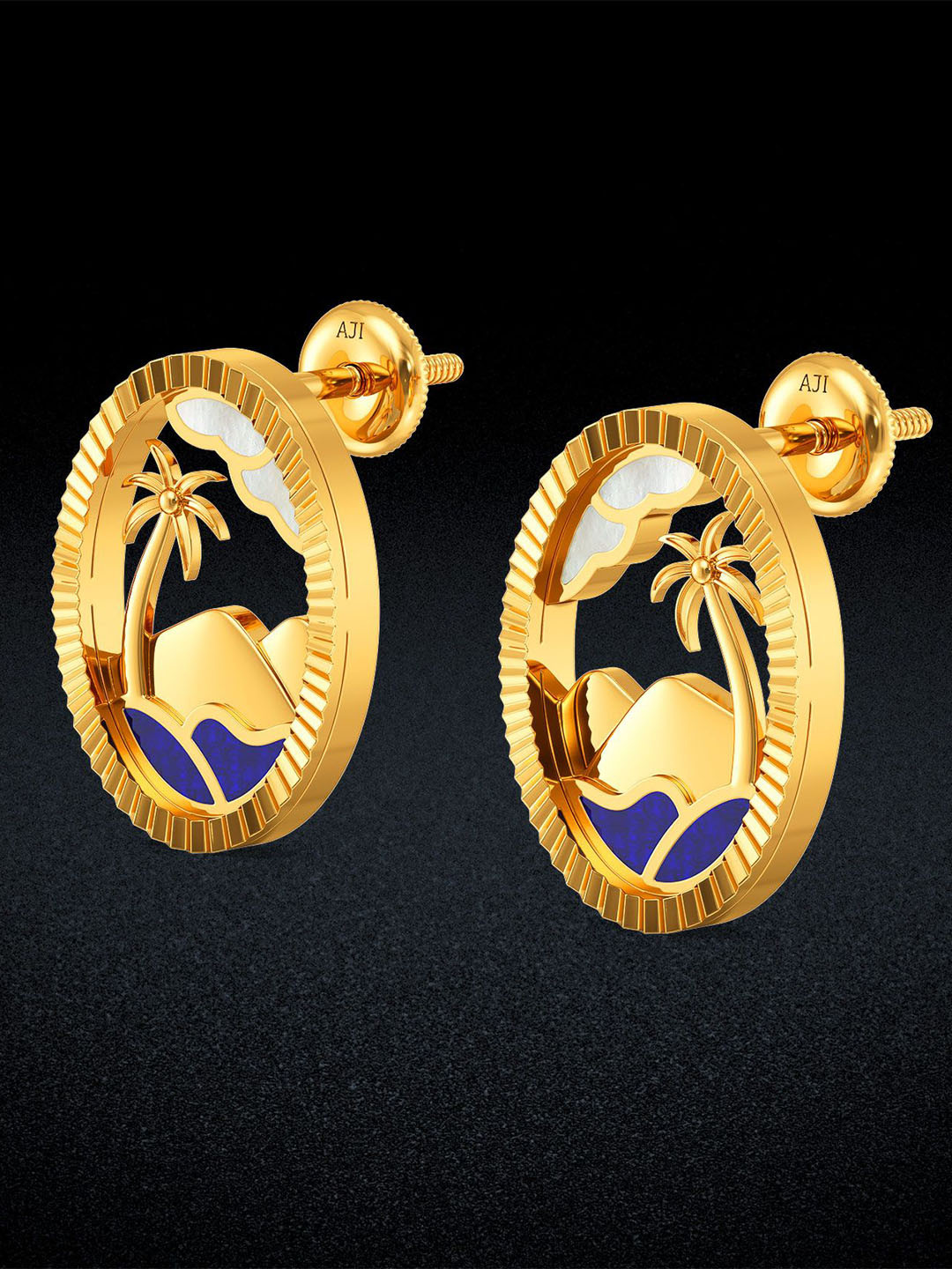 Joyalukkas Women 22Kt Gold Seashore Bliss Stud Earring - 5.364 g