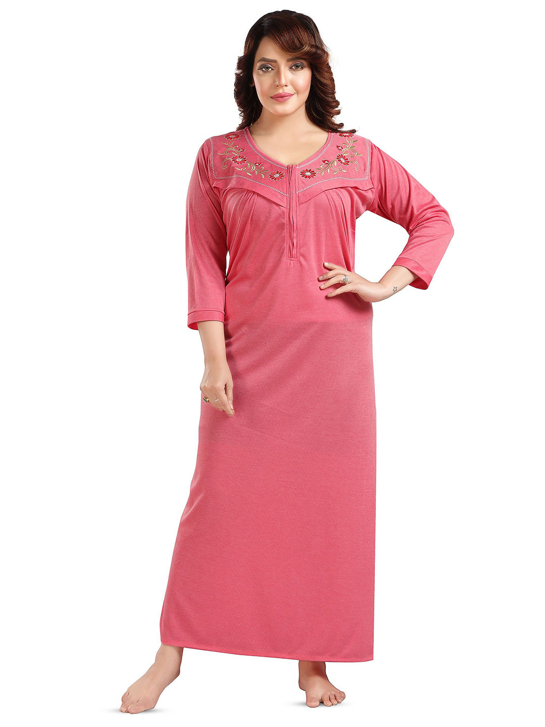 Lady Venom Embroidered V-Neck Maxi Nightdress