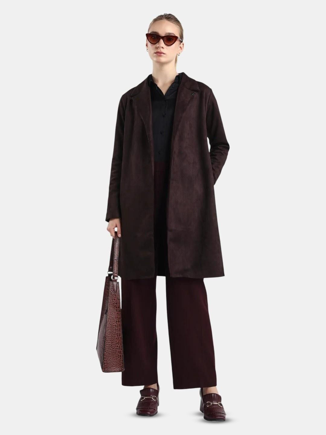 RAREISM Nizara Prune Women Notched Lapel Overcoat