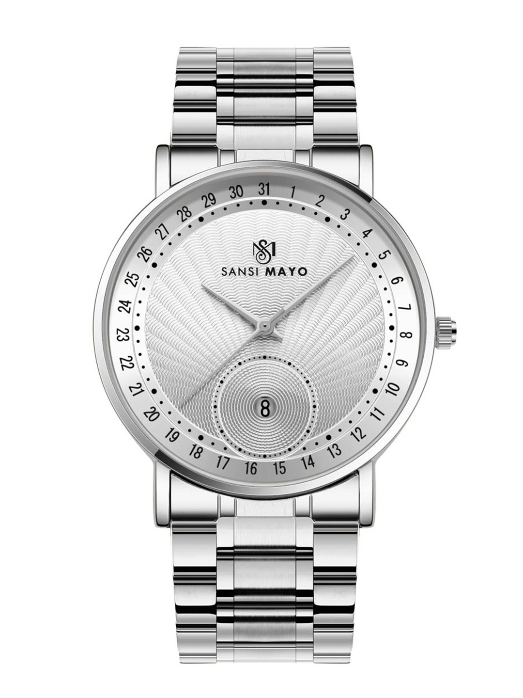 SANSIMAYO Axis Dial & Stainless Steel Straps Analogue Watch SM-M-307-S-S-W