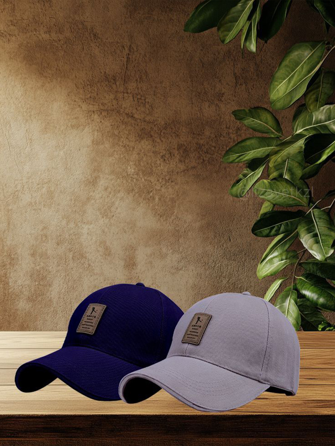 ALAMOS Men Pack Of 2 Self Design Baseball Cap