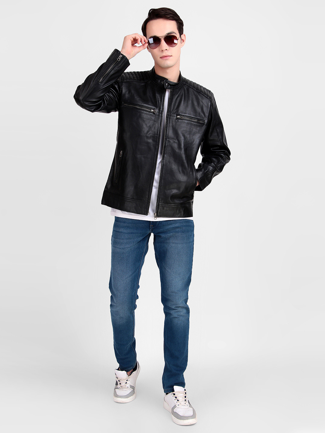 MaheTri Heritage Classic Black Leather Jacket