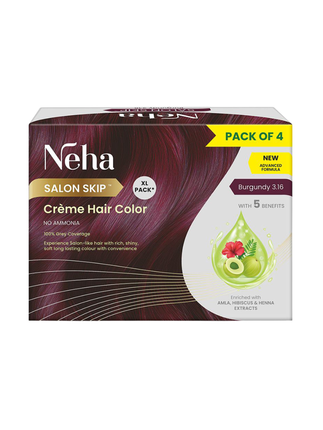 Neha Herbal Salon Skip Creme Hair Colour 160 ml - Burgundy