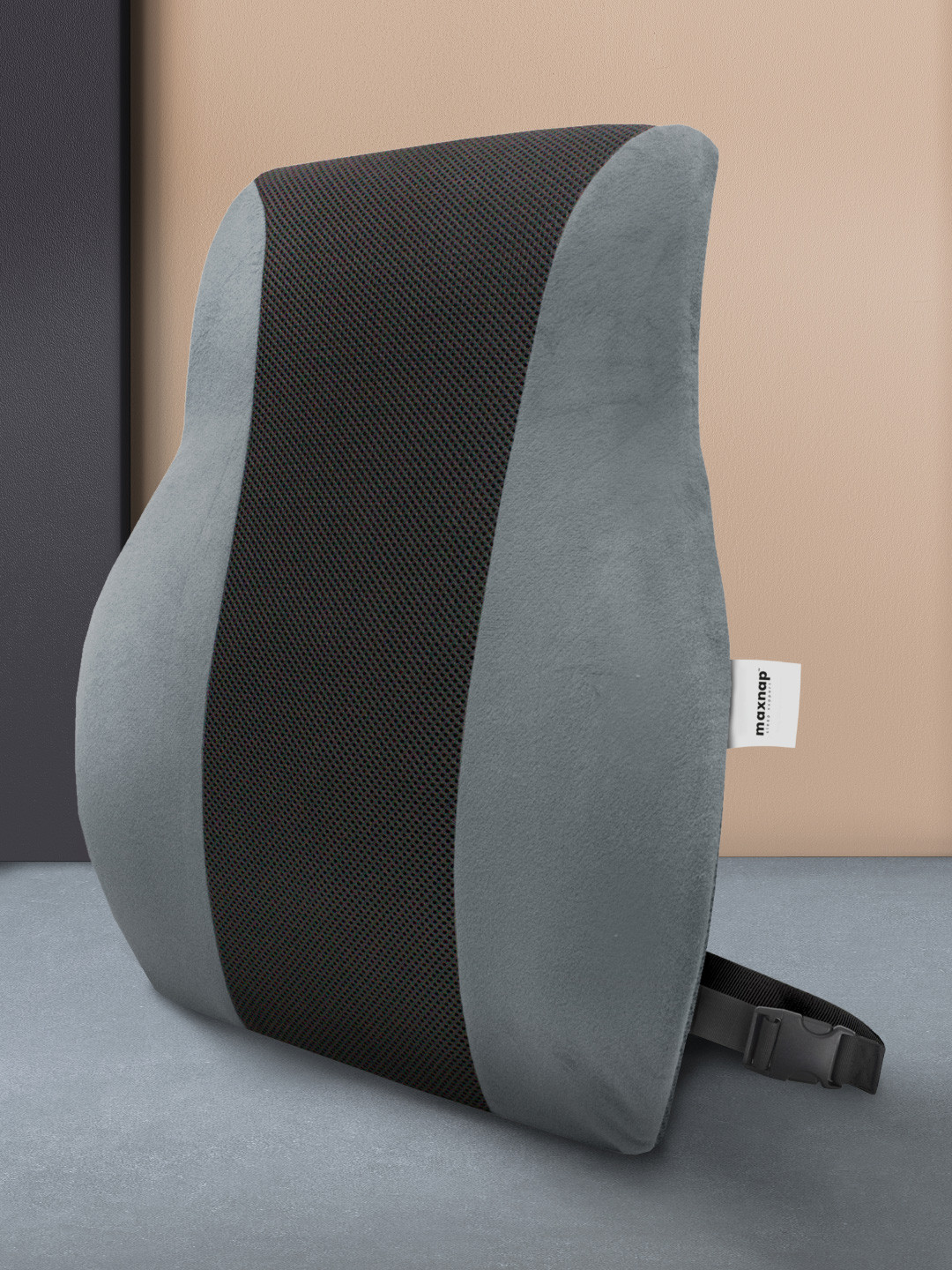 MA xNAP Sleep Support Grey Solid Polyester Medium Memory Foam Sleep Pillow-10 x 40 x 46 cm