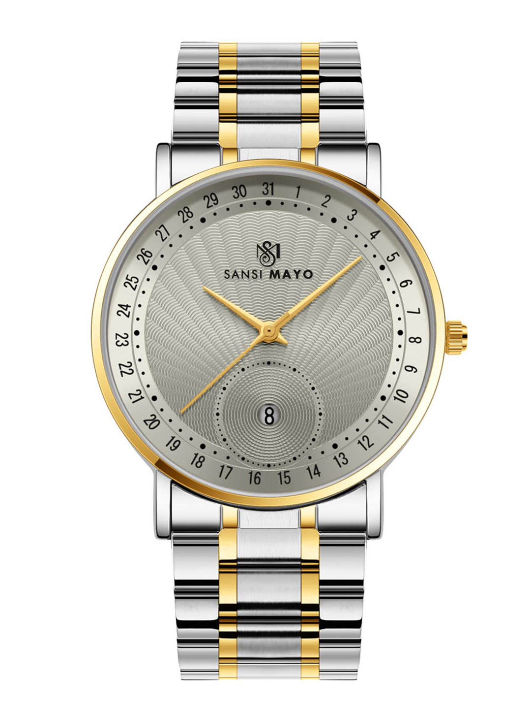 SANSIMAYO Axis Dial & Stainless Steel Straps Analogue Watch SM-M-308-TTSG-G-GR