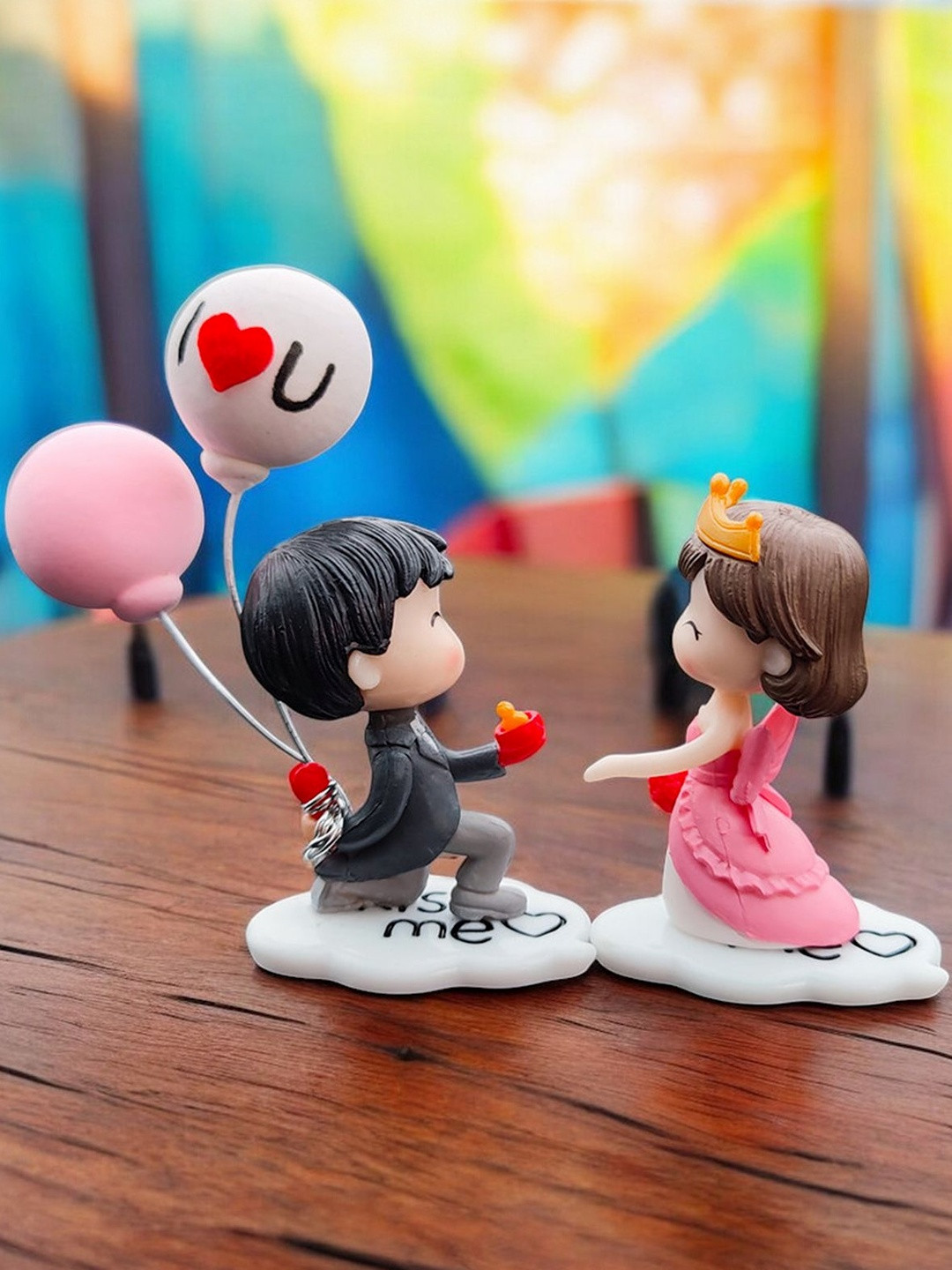 Gopalvilla Pink And Black Romantic Couple Figurine Showpiece