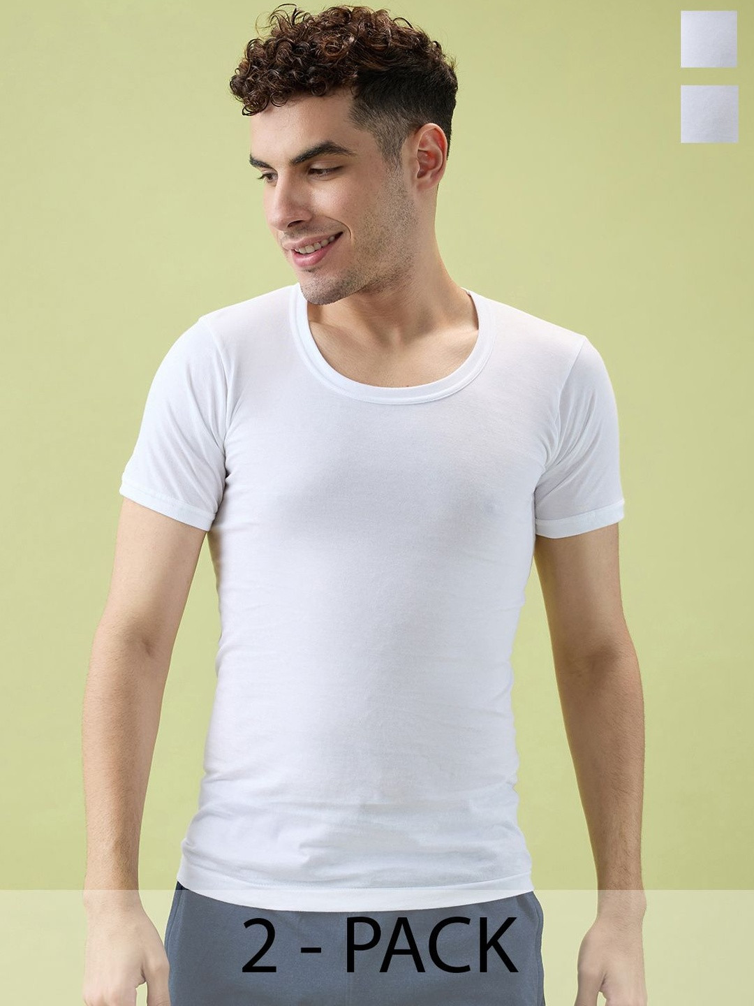 HINT Men Pack Of 2 Pure Cotton Basic Vests