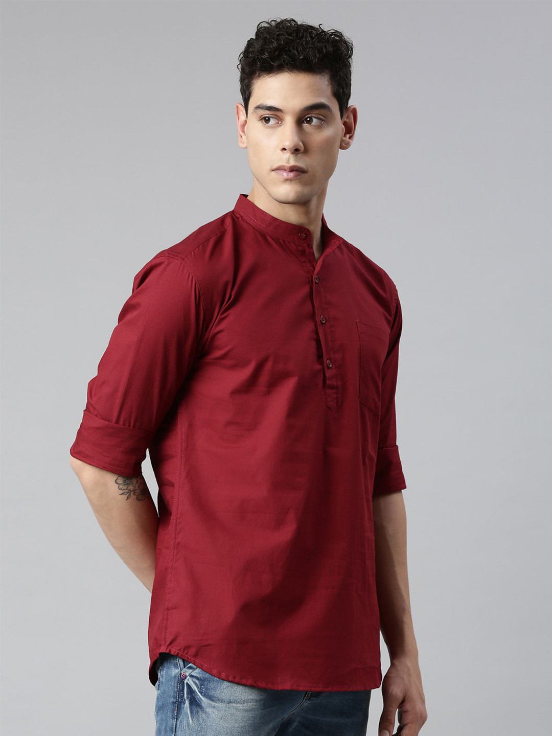 THE SOUL PATROL Men Solid Daily Pure Cotton Straight Kurta