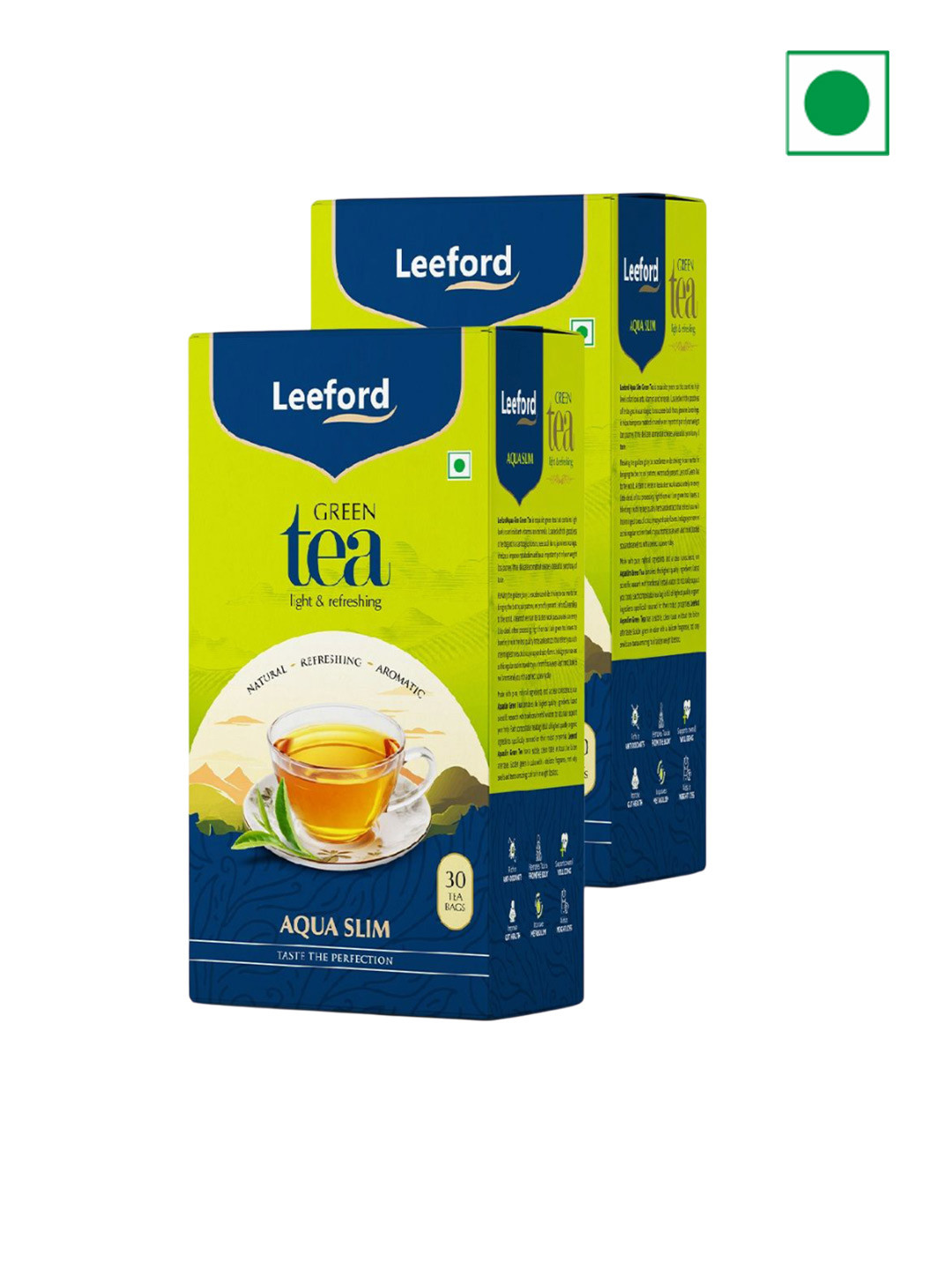 Leeford Pack of 2 Aqua Slim Hibiscus Green Tea for Weight Management- 30 Teabags