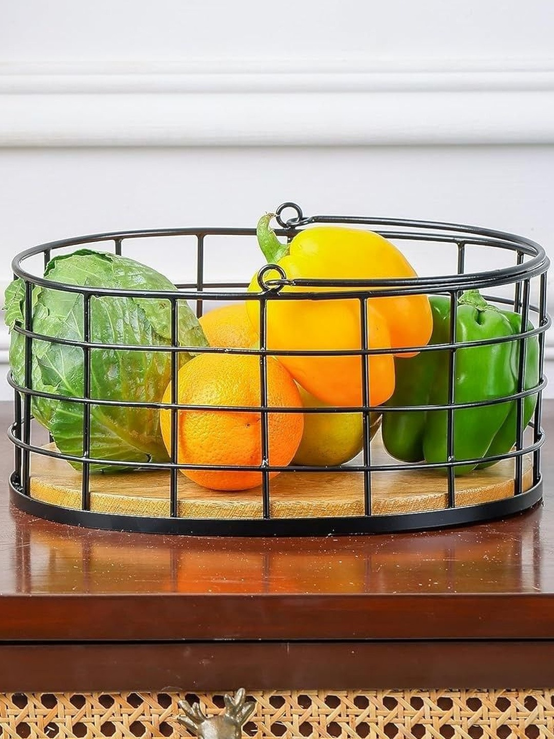 CRAFT BRIO Black Metal Easy to Clean Core Fruit and Vegetable Basket
