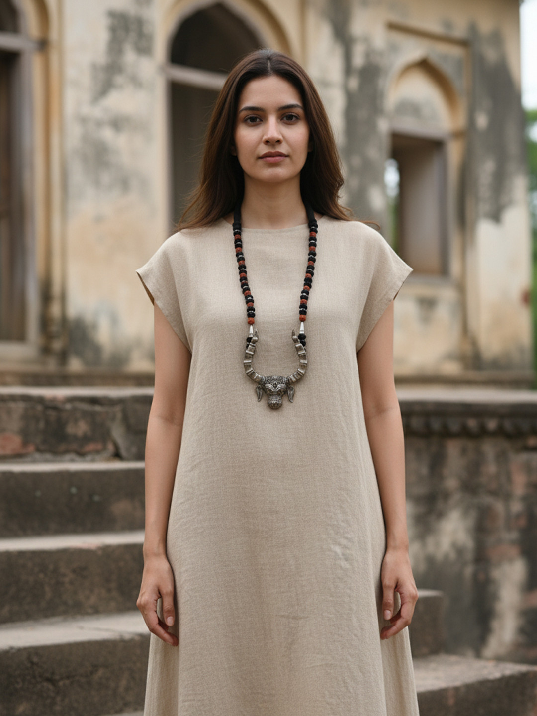 FIROZA Statement Rudraksh Mala Necklace