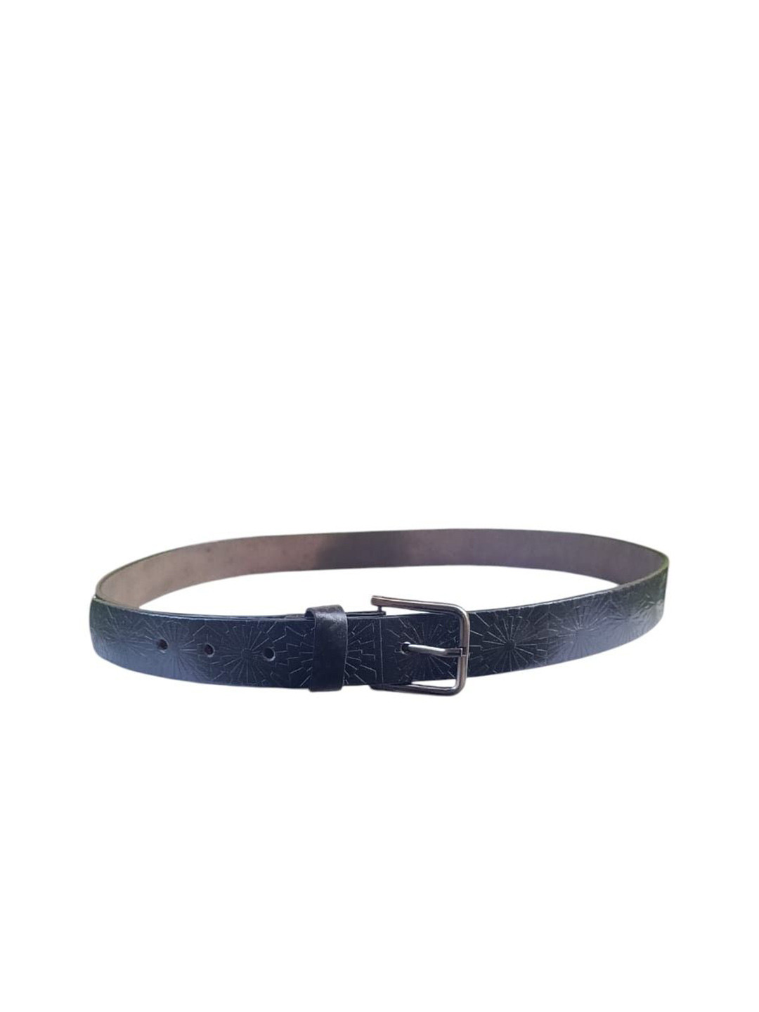 PERKED Men Leather Flower Textured Belt