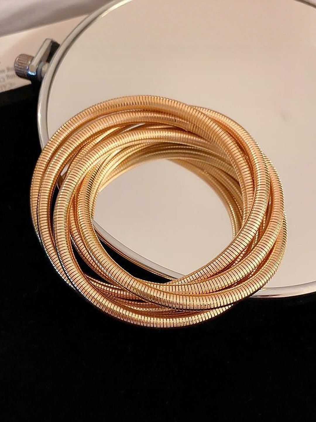 Adornity Women Anti-Tarnish Gilded Serpent Bangle Bracelet