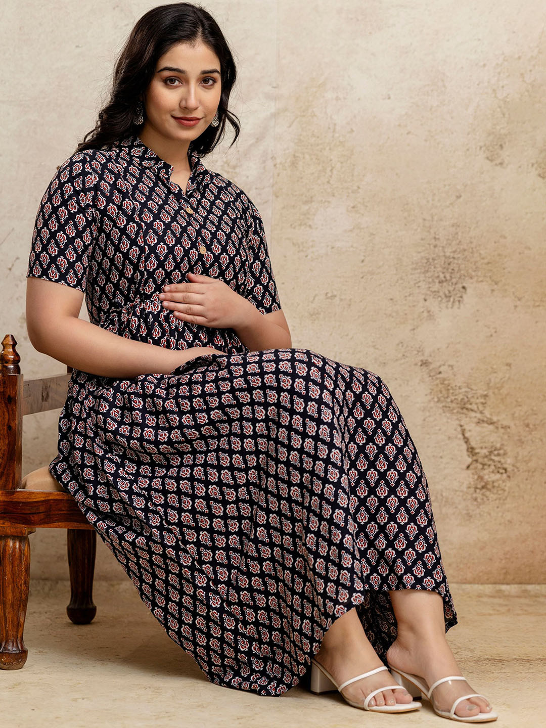 Mialo fashion Printed Both Side feeding zip Maxi Ethnic Dresses