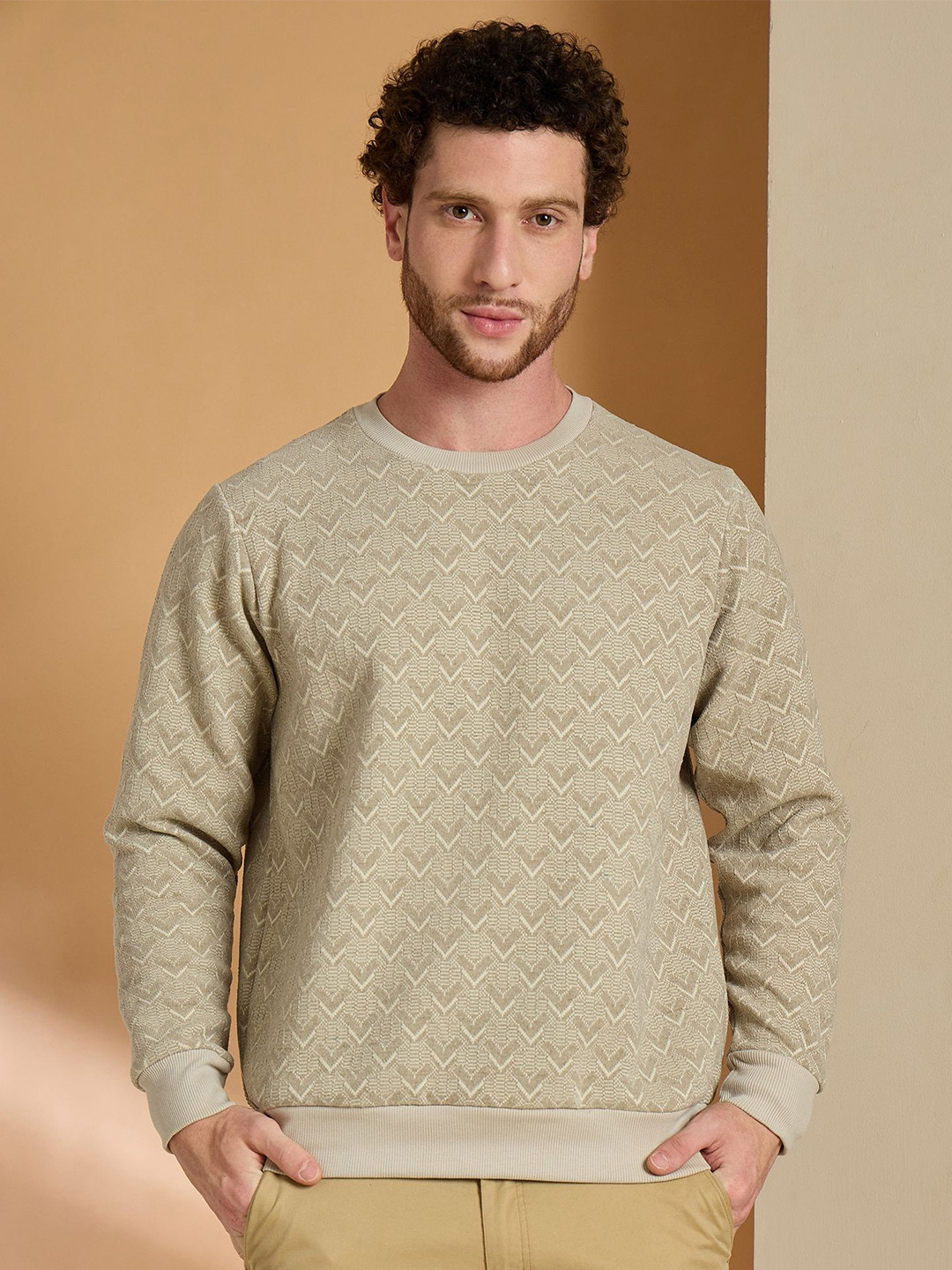 REPRISE Men Self Design Full Design Sweatshirt