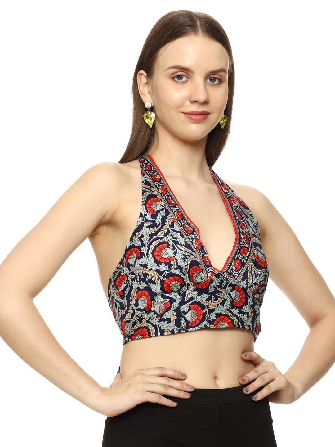 GALE GIRLS  Printed Halter Neck Bralette Crop Top