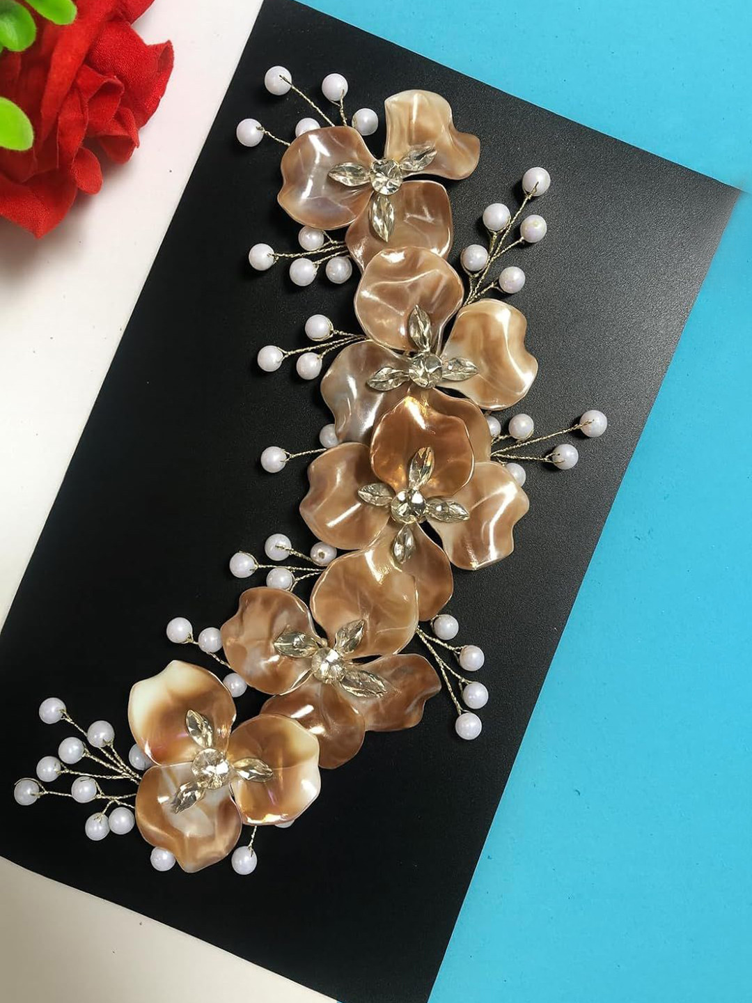 SAMYAK Women Pearls & Crystal Bridal Tiara
