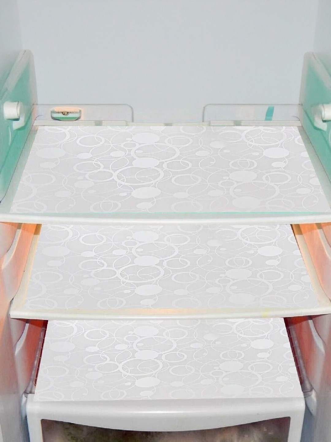 TRENDY RABBIT White 4 Pieces Printed Refrigerator Fridge Mats